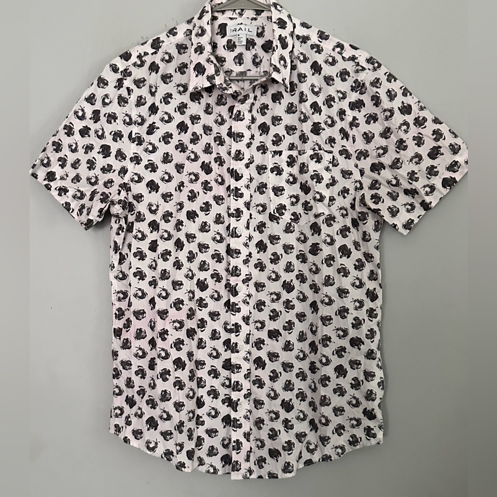 THE RAIL MENS BROWN & CREAM CASUAL SHORT SLEEVE COTTON SHIRT